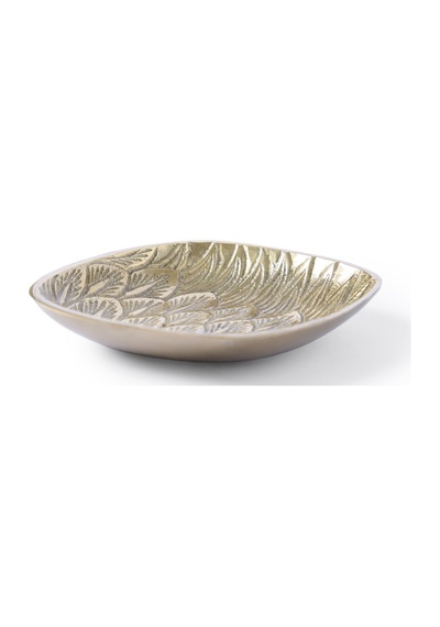 Yargıcı Yaprak Formlu Metal Dekoratif Kase 10x11x2 Cm 26knha1012n St