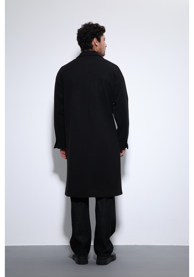 Antioch Kuşaklı Oversize Erkek Kaban Siyah