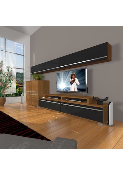 Decoraktiv Ekoflex 8 Mdf Tv Ünitesi Tv Sehpası Ceviz - Siyah