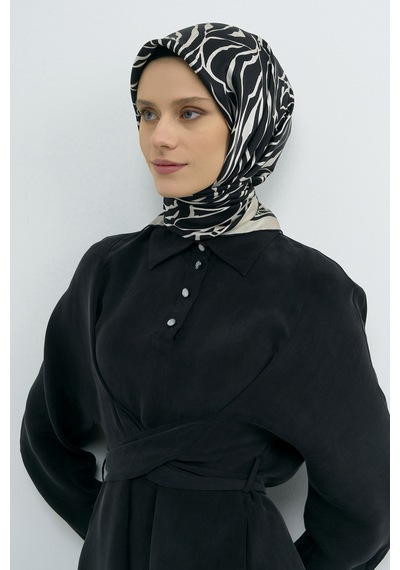 Armine Saf İpek Sura Eşarp-2026 İlkbahar-yaz- 95110d SİYAH-BEYAZ