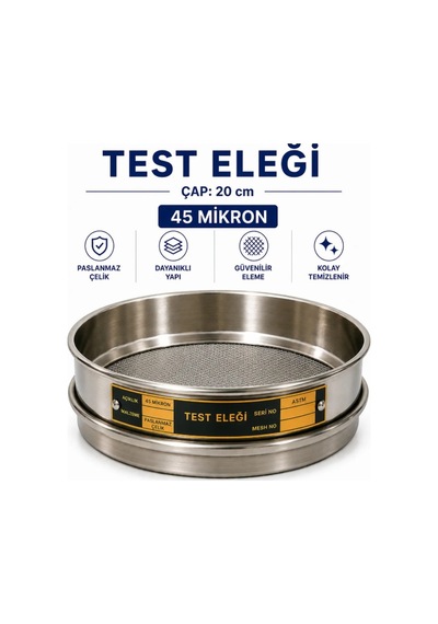 Test Eleği - Çap: 20 Cm 45 Mikron Paslanmaz Çelik