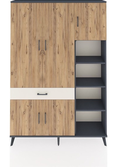 Arges Dolap 10 Raflı Tek Çekmeceli 5 Kapaklı 132x30x195 Antrasit-çam/aytaşı Atlas Çam/aytası Arges Dolap 10 Raflı Tek Çekmeceli 5 Kapaklı 132x30x195 Antrasit-çam/aytaşı Atlas Çam/aytası