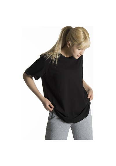 Kadın Siyah Basic Bisiklet Yaka Oversize Pamuklu T-shirt Siyah Kadın Siyah Basic Bisiklet Yaka Oversize Pamuklu T-shirt Siyah