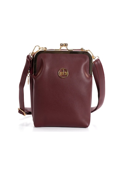 Newish Polo Kadın Siyah Çapraz Klipsli Şık Moda Omuz Çantası - New383 Bordo