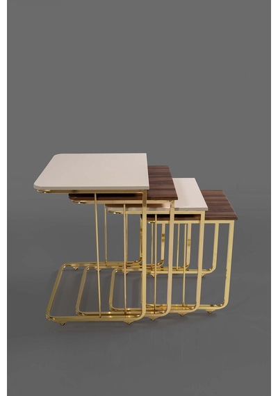 Tekerlekli Veys Sehpa Gold 4 Lü Zigon Sehpa - Orta Sehpa - Yan Se (550706878)