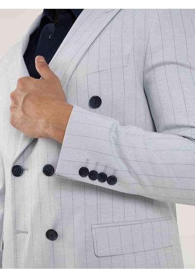 Dufy Mavi Erkek Slim Fit Çizgili Kruvaze Yaka Takım Elbise - 104425-mavi Mavi Dufy Mavi Erkek Slim Fit Çizgili Kruvaze Yaka Takım Elbise - 104425-mavi Mavi