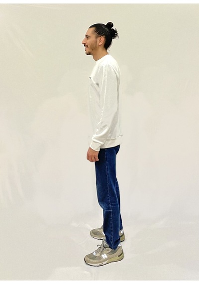 Erkek Bisiklet Yaka Rahat Kalıp 3 İplik Kalın Ar Nakışlı Sweatshirt Spr24sw33 Ecru