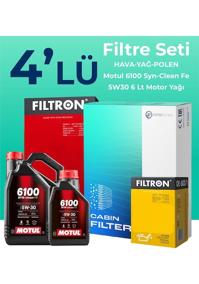 Filtron Renault Megane 1.3 Benzin Tce Filtre Bakım Seti Motul Motor Yağlı (2019-2024) 4 Lü