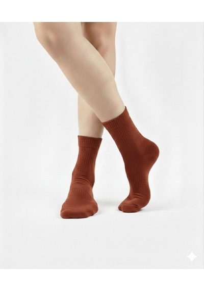 Ozzy Socks Kadın 4 Çift Bambu Lastiksiz Sıkmayan Diabetik Bilek Çorap Kiremit