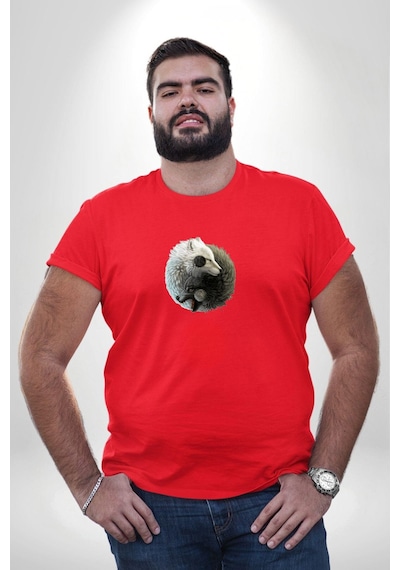 Angemiel Yin İle Yang Beyaz Kırmızı Kurt Kırmızı Büyük Beden Erkek Kadın Unisex Basic Ön Baskılı Tişört Kırmızı