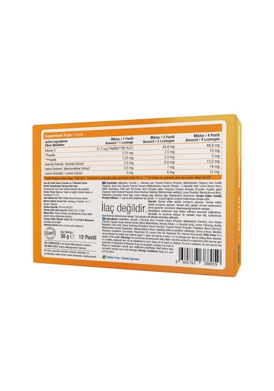 One Up Pastil Propolis + Limon 12 Pastil 3 Adet Ballı