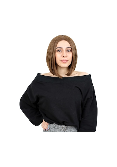 Kahkülsüz Düz Kısa Fiber Sentetik Peruk - Kumral