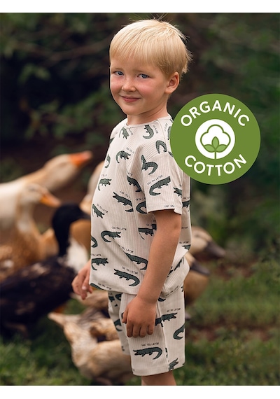 Antebies Timsah Kısa Kollu Tshirt Şort Pijama Takımı Renkli