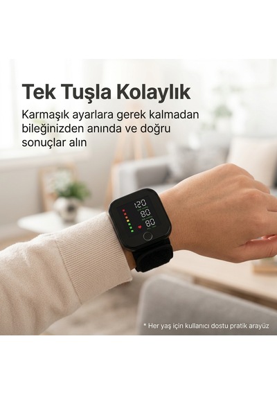 Akıllı Bilekten Tansiyon Aleti - Dijital Led Ekranlı, Şarj Edilebilir