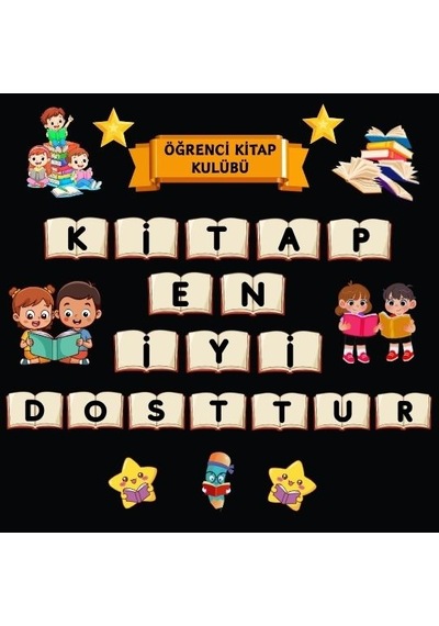 Öğrenci Kitap Kulübü Hazır Fügür Kesim Pano Süsü Tüm Yaşlar