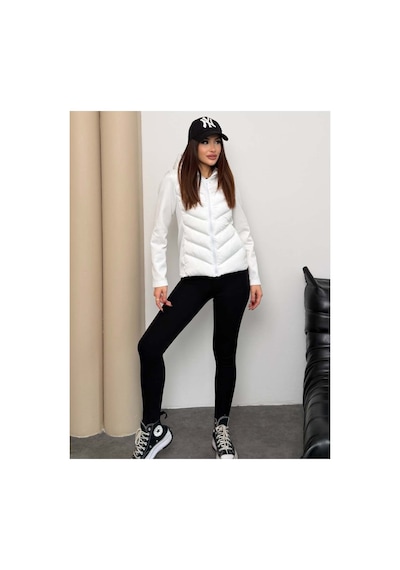Asur Boutique Asur Butik Kadın Kapşonlu Micro Dolumlu Zr Model Mont Beyaz