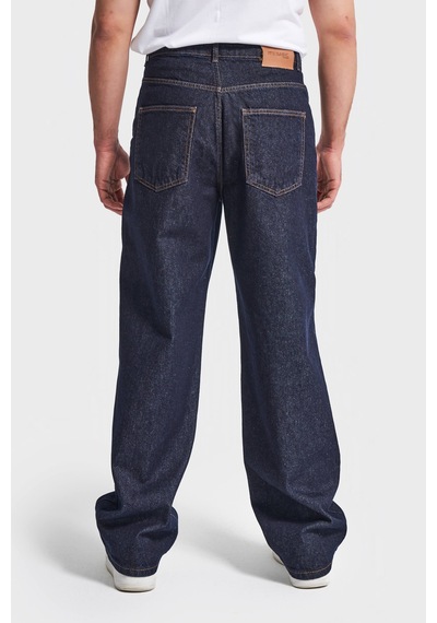 Itsbasic Erkek İndigo Renk 7w5-50 Tt25 Relaxed Baggy Fit İç Boy 80cm Rahat Kesim %100 Koton Denim Jean