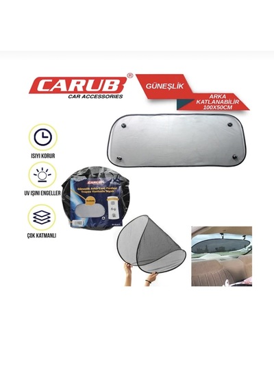 Carub Güneşlik Perde Arka Oval Vantuzlu 100x50 100 Cm