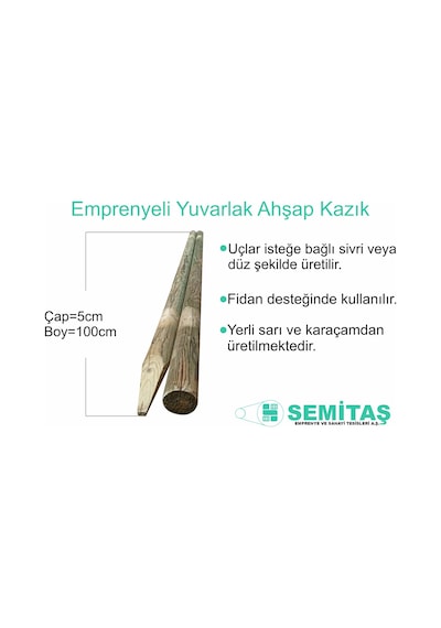 Emprenyeli Ahşap Direk Herek Kzık (Bağ Kzığı) 5 Çap 100cm 10'Lu