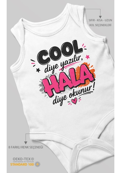 Morivokids Cool Diye Yazılır Hala Diye Okunur Sıfır Kol Bebek Body %100 Pamuk Beyaz