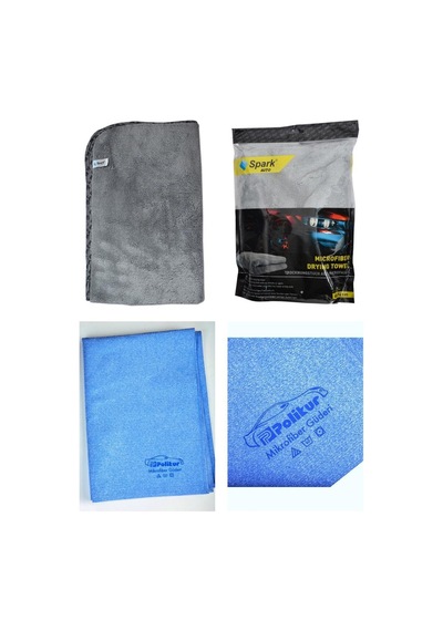 Spark 2316 Peluş Oto Kurulama Bezi Ve Polikur 3356 Mikrofiber Güderi Oto Kurulama Bezi 2'li Set
