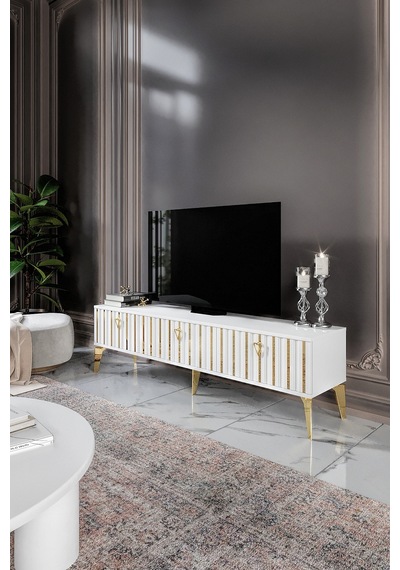 180 CM DUBAİ MDF MEBRAN KAPAK EKRU GOLD