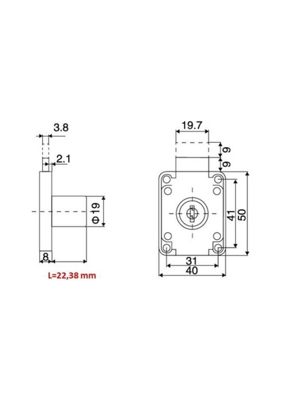 Çekmece Kapak Kilidi Çift Turlu 22Mm