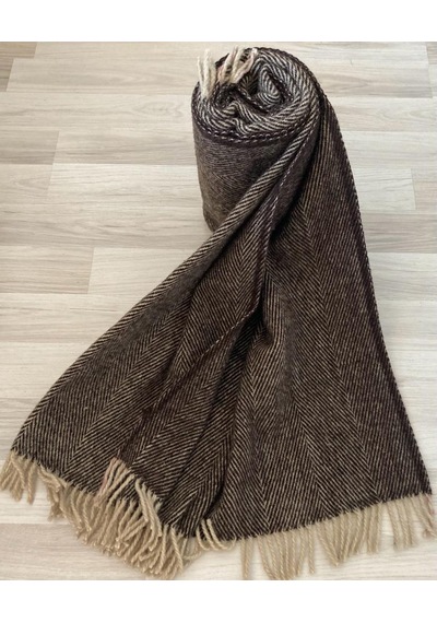 %100 Saf Yün Scotch Dizlik - Tv Battaniye 130x170 Koyu Kahve