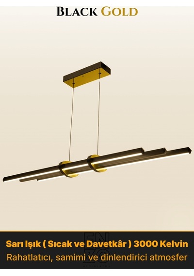Cosmo Gold Lineer Led Sarkıt Avize Kumandalı Dim Edilebilir Yukarı & Aşağı Işık Sarı Işık