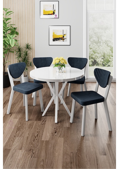 Canisa Agnes Serisi 90x90 Yuvarlak Beyaz Masa Takımı Ve 4 Antrasit Sandalye Masa Beyaz Sandalyeler Antrasit Canisa Agnes Serisi 90x90 Yuvarlak Beyaz Masa Takımı Ve 4 Antrasit Sandalye Masa Beyaz Sandalyeler Antrasit