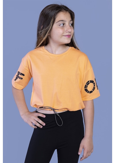 Toontoy Kids Toontoy Kız Çocuk Of Baskılı Crop Tişört Turuncu