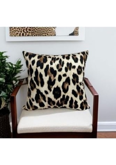 Leopar Desen Çift Taraflı Dijital Baskılı Dekoratif Kırlent Kılıfı 45x45 Diğer