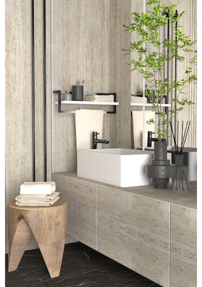 Aju Havluluk Banyo Rafı Sabunluk Şal Askılığı Havlu Askısı Banyo Mutfak Düzenleyici Çok Amaçlı Beyaz