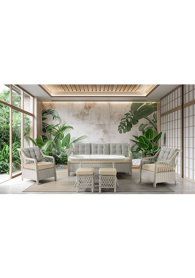 Tu Tienda Petra Alüminyum Rattan 3 1 1 Masa 2puf Bahçe Balkon Mobilyası,çok Renkli Çok Renkli