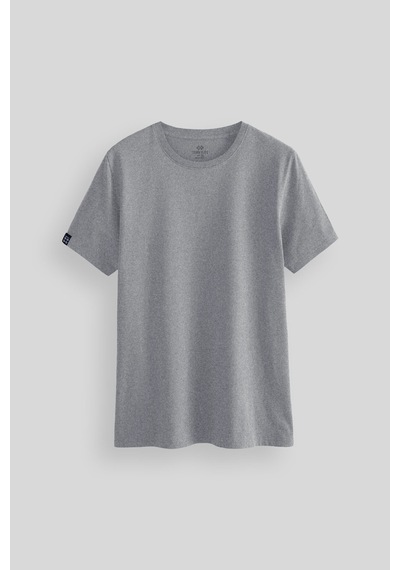 Tommylife Gri Melanj Erkek Basic Kısa Kol Standart Kalıp O Yaka T-shirt - 87911 Gri Melanj