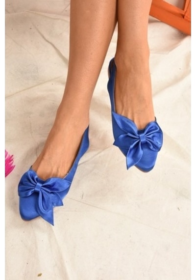 Fox Shoes Saks Mavi Kumaş Kadın Babet H726809004 Mavi