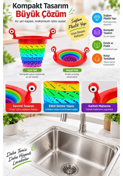 Renk 6 Kademeli Silikon Lavabo Süzgeci Gider Tıkacı Mutfak Banyo Lavabo Kapağı