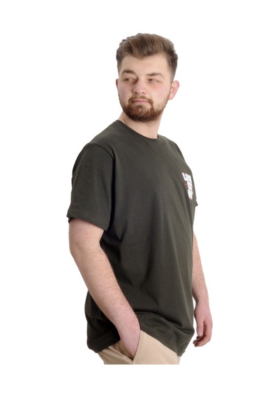 Mode Xl Büyük Beden Erkek T-Shirt Lıve Or Dıe 23124 Haki 001