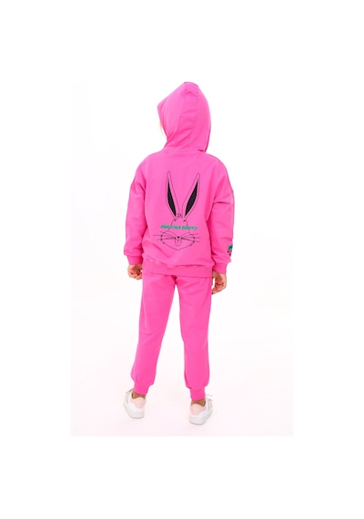 Toontoy Kids Toontoy Kız Çocuk Kapüşonlu Fermuarlı Baskılı Eşofman Takım Açık Fuşya