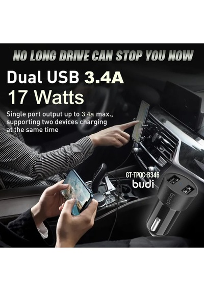 Cc622bs 17w 3.4a Dual Port Usb Araç Şarj Cihazı - Kompakt Ve Hafif Çift Usb Girişli Araç Şarj Aleti