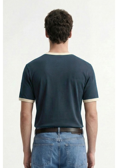 Antioch Kontrast Yaka Erkek T-shirt Lacivert
