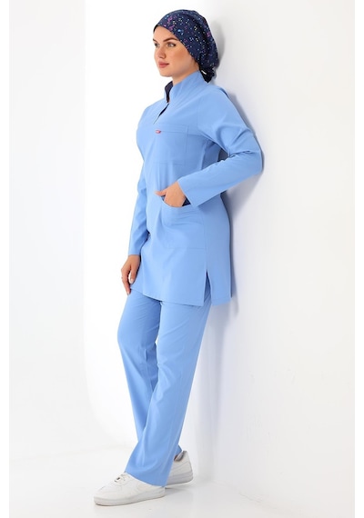 Soft Likralı Tesettür Forma Takım İki Çıtçıt - 6413 Açık Mavi-12076 6413 Açık Mavi