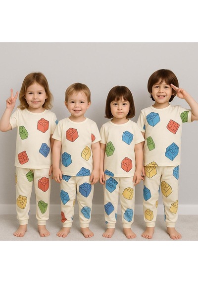 Isobel Kids Lego Desenli Pijama Takım Bej
