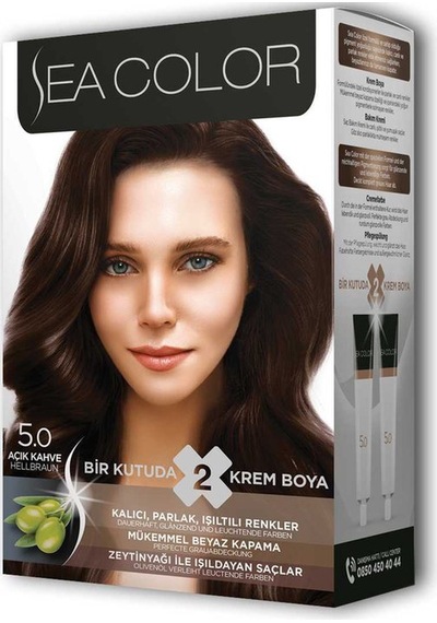 2 Tüp Krem Saç Boyası Seti Açık Kahve No:5.0