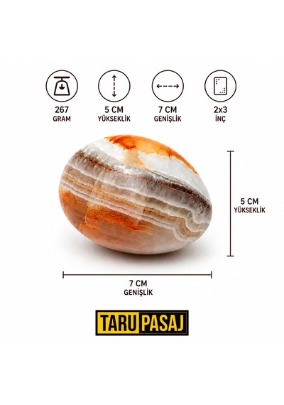 Oniks Doğal Taş Yumurta Obje El Yapımı Dekoratif Taş Biblo 2x3 İnç Kırmızı