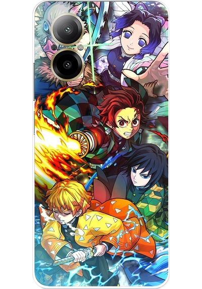 Realme 12 Lite Uyumlu Demon Slayer Efsanesi:iblis Avcıları Baskılı Silikon Kılıf Renkli