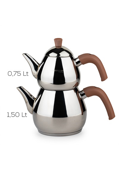 Porsima 1028-1 Damla Bakalit Kulp Orta Boy Paslanmaz Çelik Çaydanlık Takımı - Rose - 0.75-1.50lt Diğer