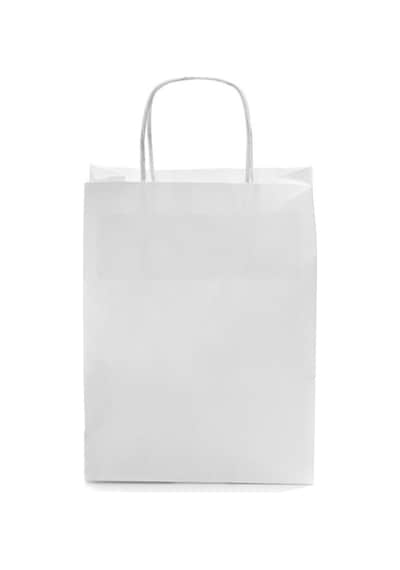 Kağıt Çanta Burgu Saplı 18x24x8cm Körük - Beyaz 25 Adet