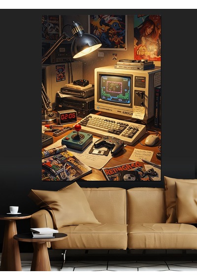 Ahşap Tablo Retro Bilgisayar Ve Ofis Masası