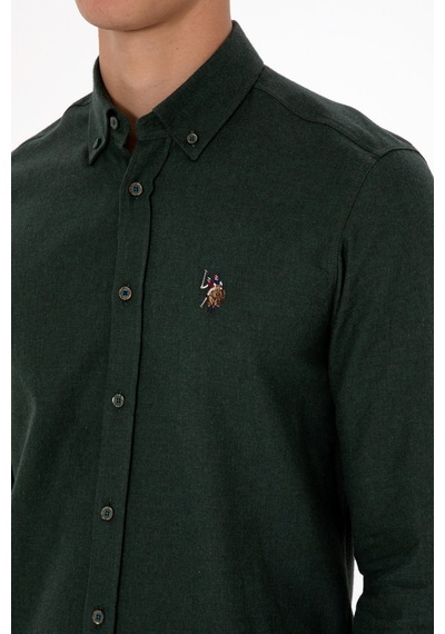 U.S. Polo Assn. Erkek Koyu Yeşil Uzun Kollu Basic Gömlek 50307686-VR079